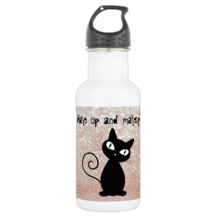 Whimsical  Black Cat Glittery-Wake up and makeup 532 Ml Water Bottle