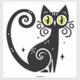 Whimsical Black Cat Illustration