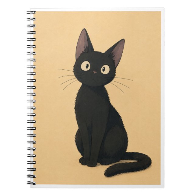 Whimsical Black Cat inspired Notebook (Front)