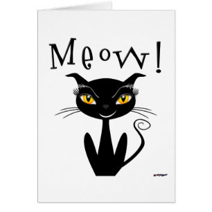 Whimsical Black Cat Meow!