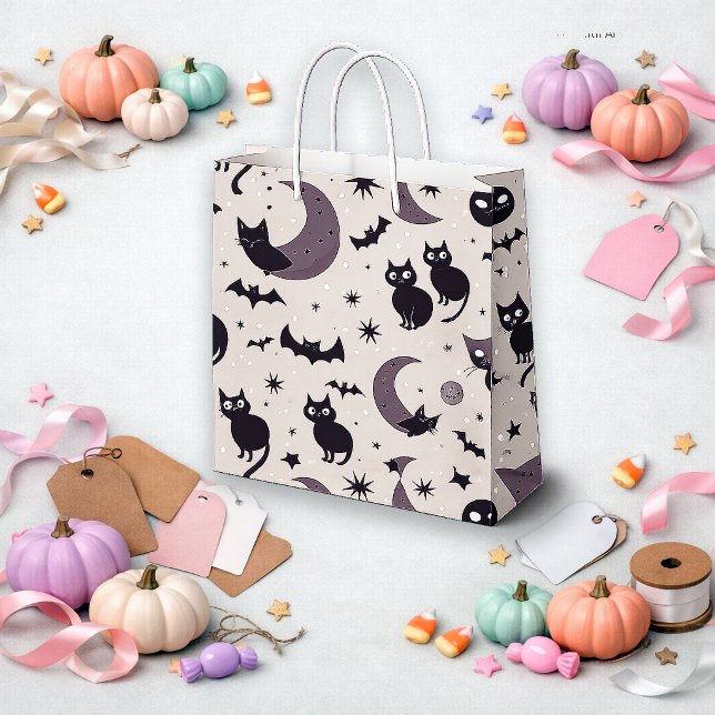 Whimsical Black Cat Moon Pattern  Small Gift Bag (Creator Uploaded)
