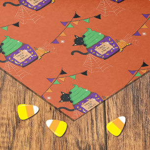 Whimsical Black Cat Pattern Halloween Tissue Paper