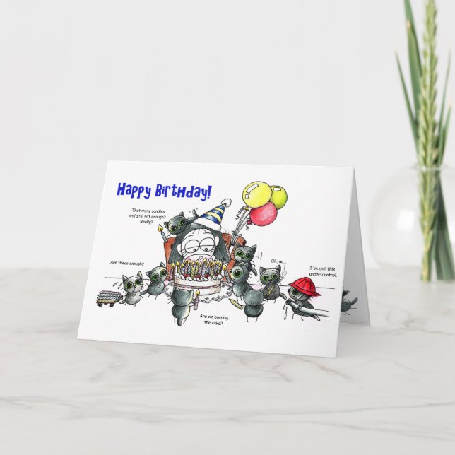 Whimsical black chats Carte d'anniversaire (Devant)