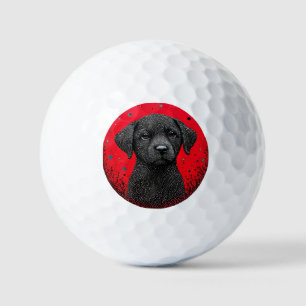 Whimsical Black Dog Golf Balls