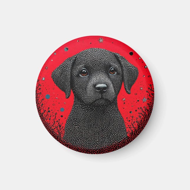 Whimsical Black Dog Magnet (Front)