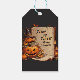 Whimsical Black Halloween Spooky Season Custom Gift Tags