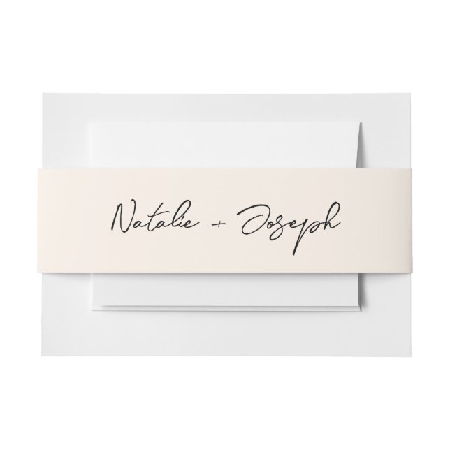 Whimsical Black Handwritten Retro Fun Cute Wedding Invitation Belly Band (Front Example)