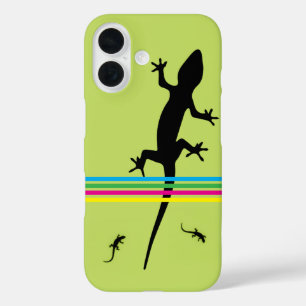 Whimsical Black Lizards Green Phone Case