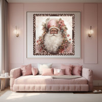 Whimsical Black Santa: Florals & Soft Pinks