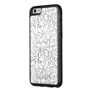 Whimsical Black Scrolling Curves on White OtterBox iPhone 6/6s Plus Case