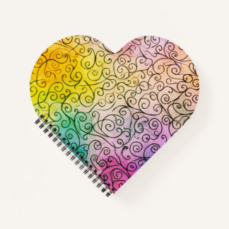 Whimsical black Swirl Pattern Abstract Colourful Notebook