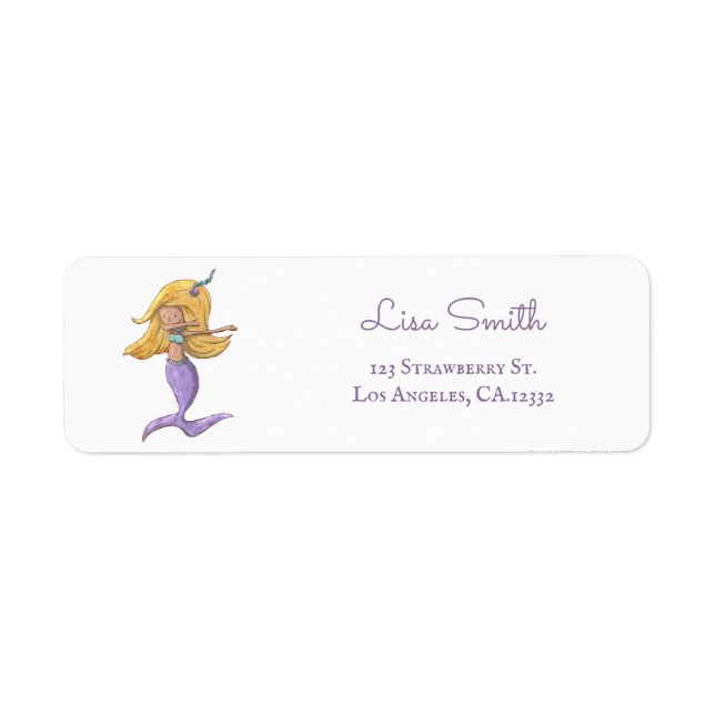 Whimsical Blonde Mermaid Dancing Return Address (Front)
