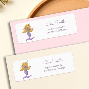 Whimsical Blonde Mermaid Dancing Return Address