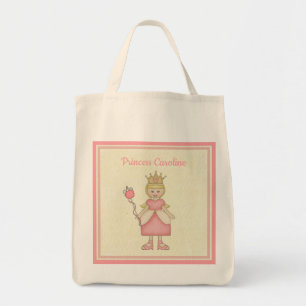 Whimsical Blonde Princess In Pink  Monogrammed   Tote Bag