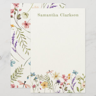 Whimsical Bloom Colourful Spring Wildflower Patter Stationery