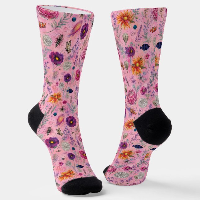 Whimsical Bloom Garden Socks (Angled)