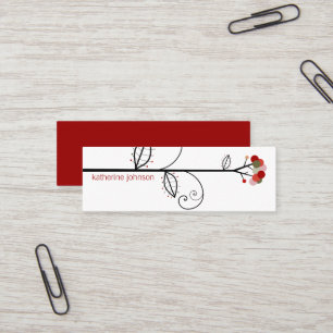 Whimsical Bloom Tree Scarlet Red Dots Colourful Mini Business Card