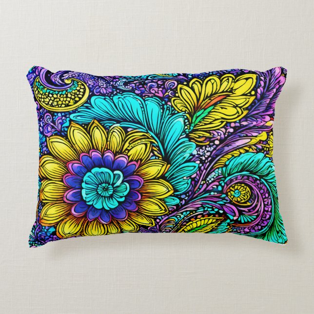 Whimsical Blooms Accent Pillow (Front)