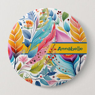 "Whimsical Blooms Floral Symphony" 4 Inch Round Button