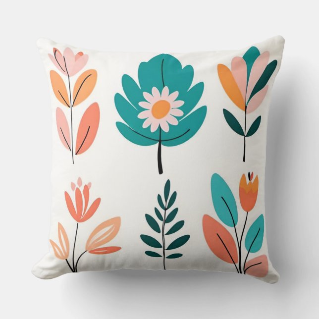 "Whimsical Blooms: Hand-Drawn Boho Pillow Collecti (Front)