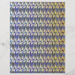 Whimsical blue and gold peacock feather pattern