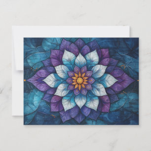 Whimsical Blue and Purple Mandala Doodle Postcard
