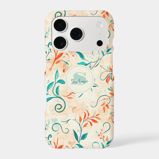 Whimsical Blue and Red Paisley Leaf Pattern (2) (Back)