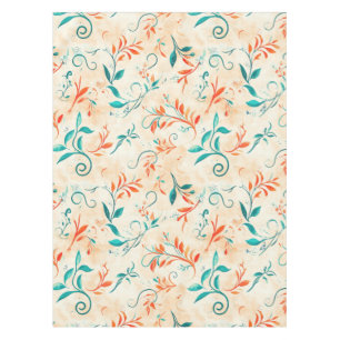 Whimsical Blue and Red Paisley Leaf Pattern (2) Tablecloth