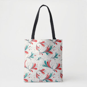 Whimsical Blue and Red Paisley Leaf Pattern (2) Tote Bag