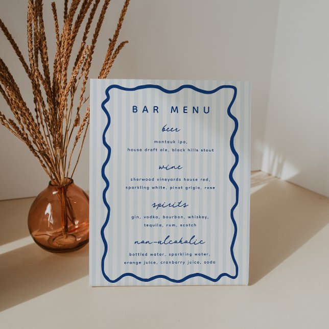 Whimsical Blue Bar Menu List Pedestal Sign (Creator Uploaded)