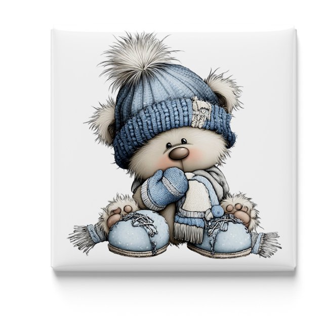Whimsical Blue Bear Christmas Magnet (Whimsical Blue Bear Christmas Magnet by PiggyPrint Stickers.)