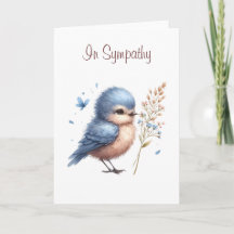 Whimsical Blue Bird Flowers and Butterfly Sympathy