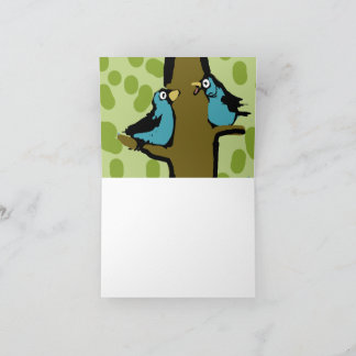 Whimsical Blue Birds on Tree Greeting Card
