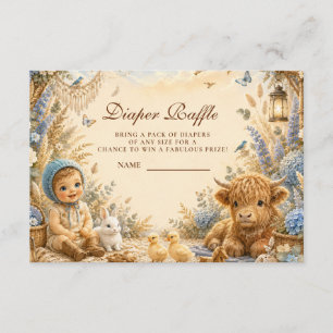 Whimsical Blue Boho Diaper Raffle Enclosure Card