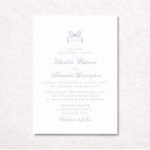 Whimsical Blue Bow Wedding Invitation