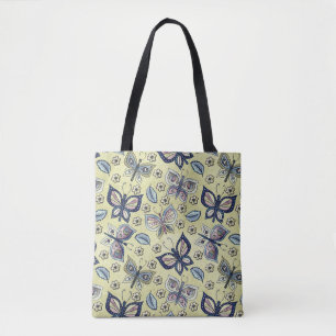 Whimsical Blue Butterfly Seamless Pattern  Tote Bag