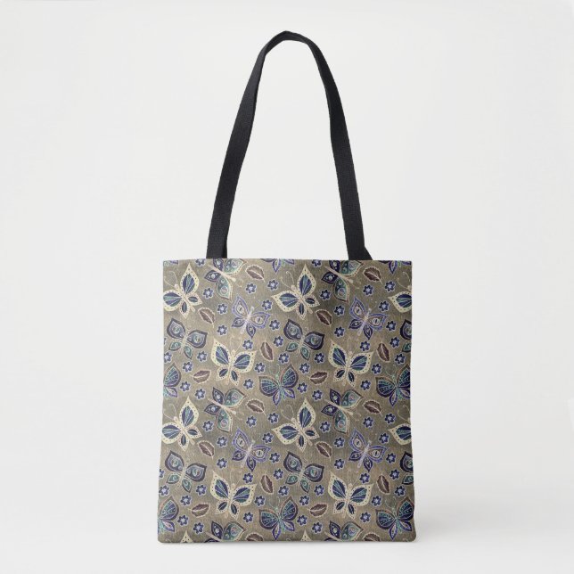 Whimsical Blue Butterfly Seamless Pattern  Tote Bag (Front)