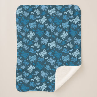 Whimsical Blue Butterfly Sherpa Blanket