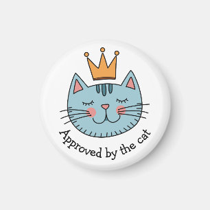 Whimsical Blue Cat With A Yellow Crown Custom Magnet