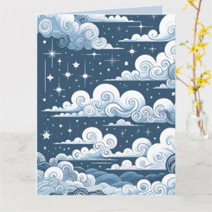 Whimsical Blue Celestial Baby Shower Card