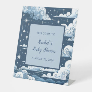 Whimsical Blue Celestial Baby Shower Welcome Sign