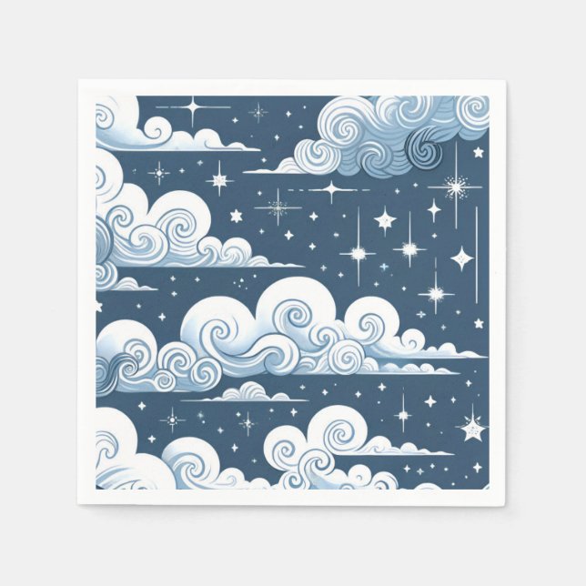 Whimsical Blue Celestial  Napkin (Front)