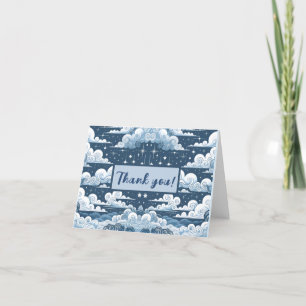 Whimsical Blue Celestial  Thank You Card