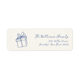 Whimsical Blue Christmas Return Address Label