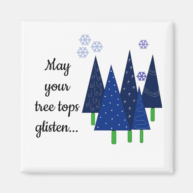 Whimsical Blue Christmas Trees Magnet (Front)