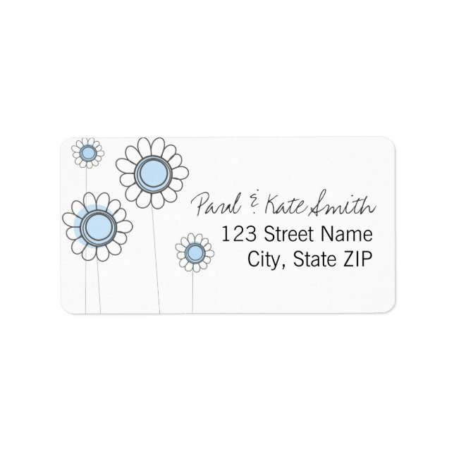 Whimsical Blue Daisies Label (Front)