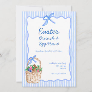 Whimsical Blue Easter Brunch & Egg Hunt Invitation