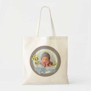 Whimsical Blue Elephants Family Baby Boy Photo Tote Bag