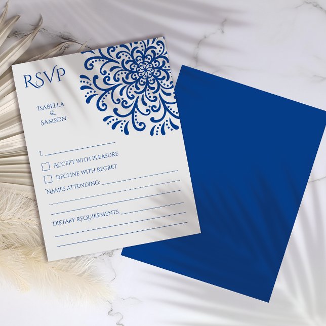Whimsical Blue Flourish RSVP Card (Creator Uploaded)