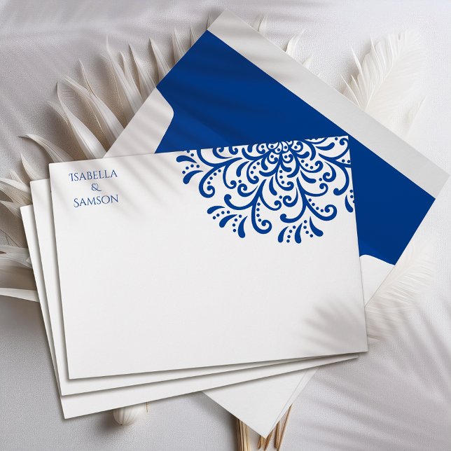 Whimsical Blue Flourish Wedding Invitation Envelope (Creator Uploaded)